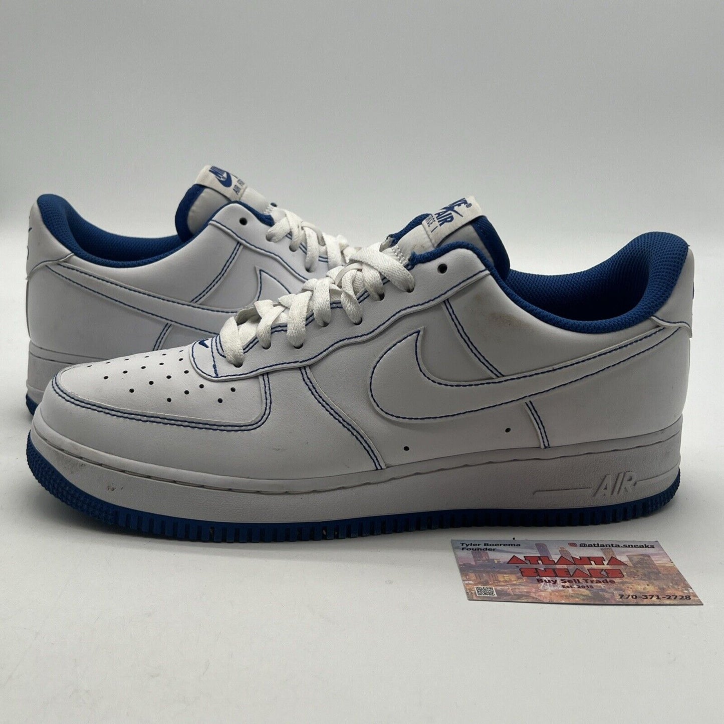 Size 10.5 - Nike Air Force 1 '07 Contrast Stitch - White Game Royal (CV1724-101)