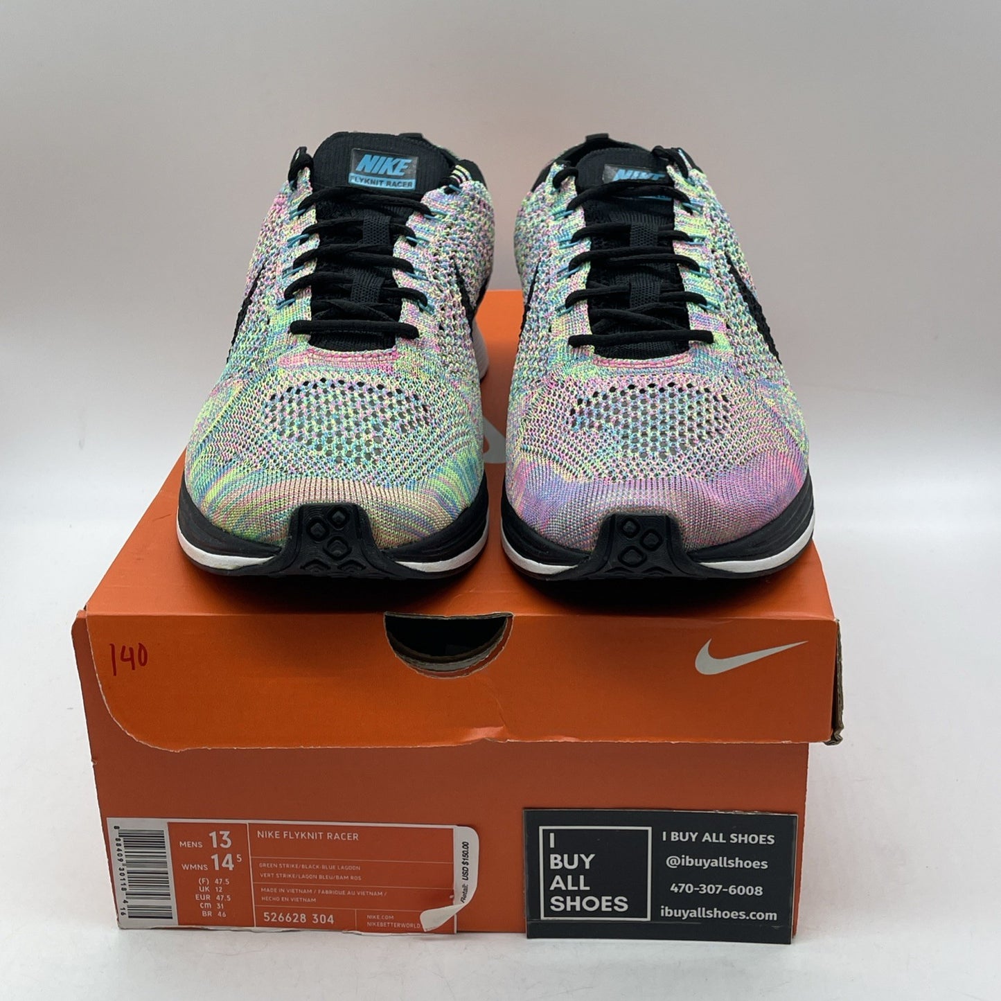 Size 13 - Nike Flyknit Racer 2015 Multi-Color Black Suede (526628-304)