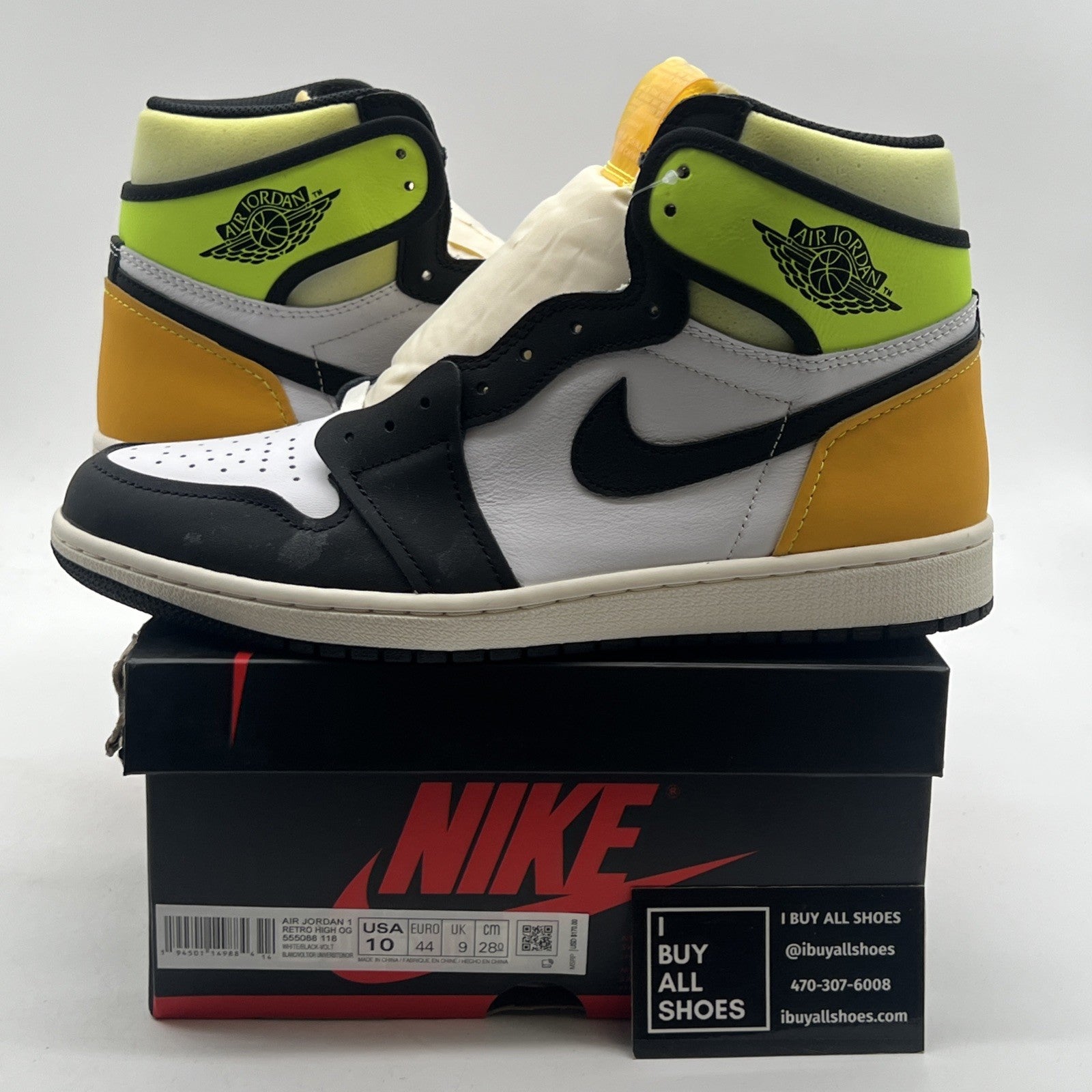 Size 10 - Air Jordan 1 Retro High OG Volt (555088-118)