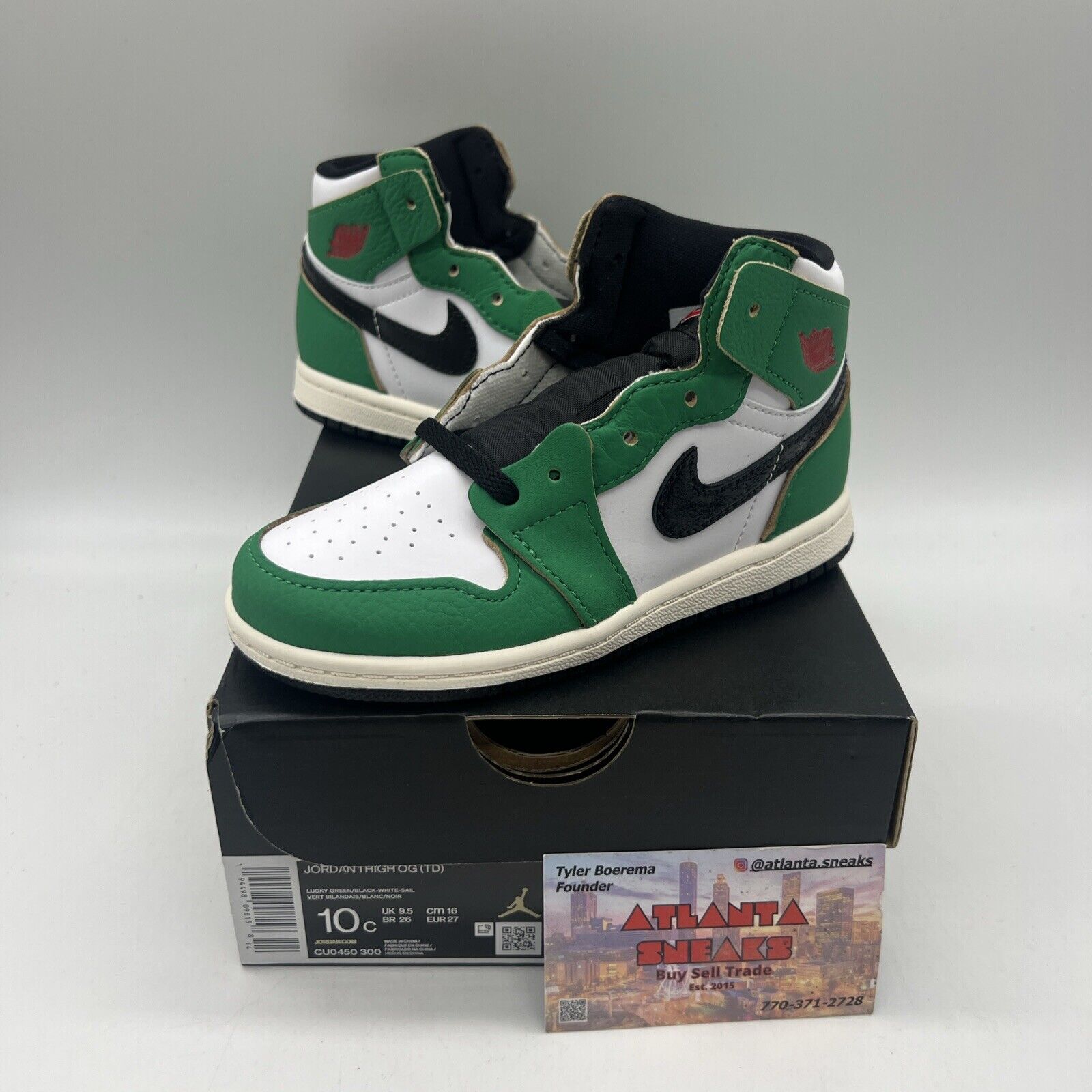 Nike Air Jordan 1 Retro High Lucky Green Baby CU0450-300 Sz 10C Brand New Og All