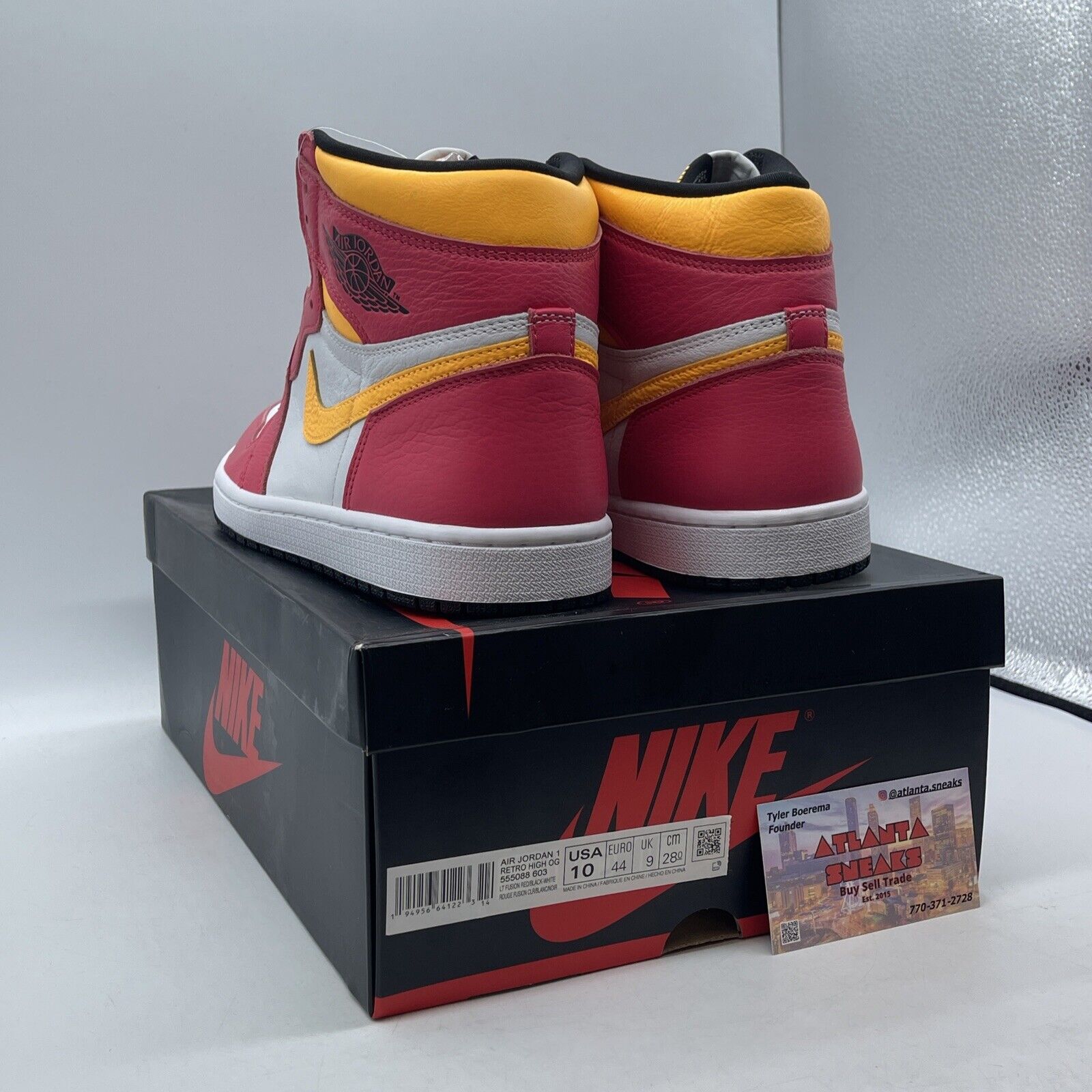 Size 10 - Jordan 1 Retro High OG Light Fusion Red White Yellow (555088-603)