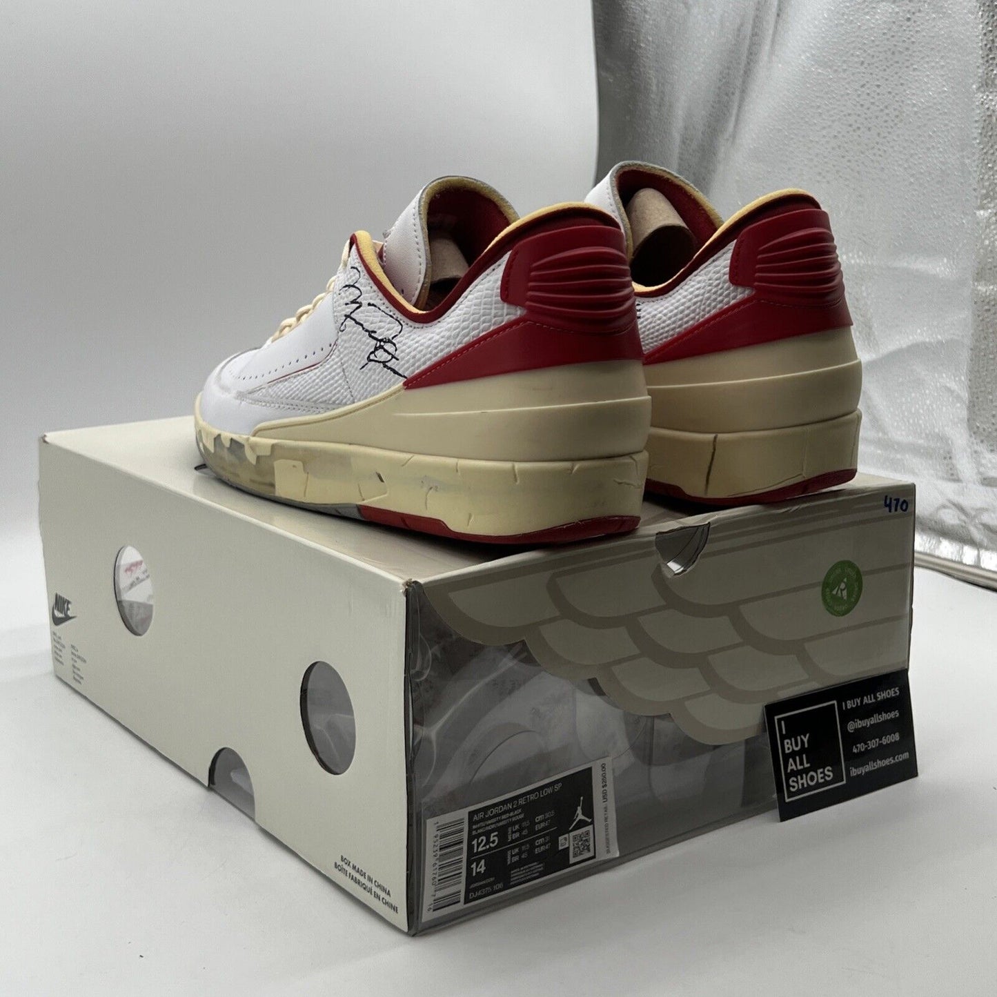 Size 12.5 - Air Jordan 2 Retro Low SP Off-White Varsity Red (DJ4375-106)