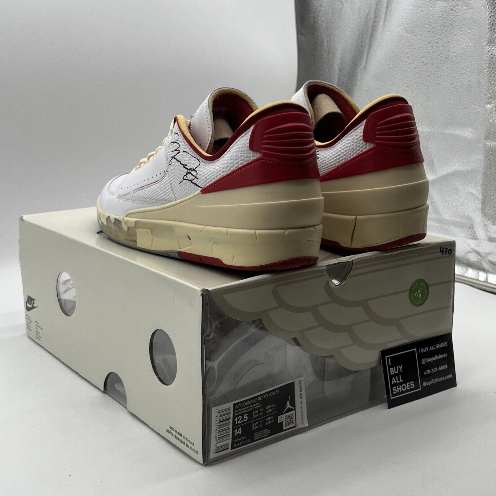 Size 12.5 - Air Jordan 2 Retro Low SP Off-White Varsity Red (DJ4375-106)