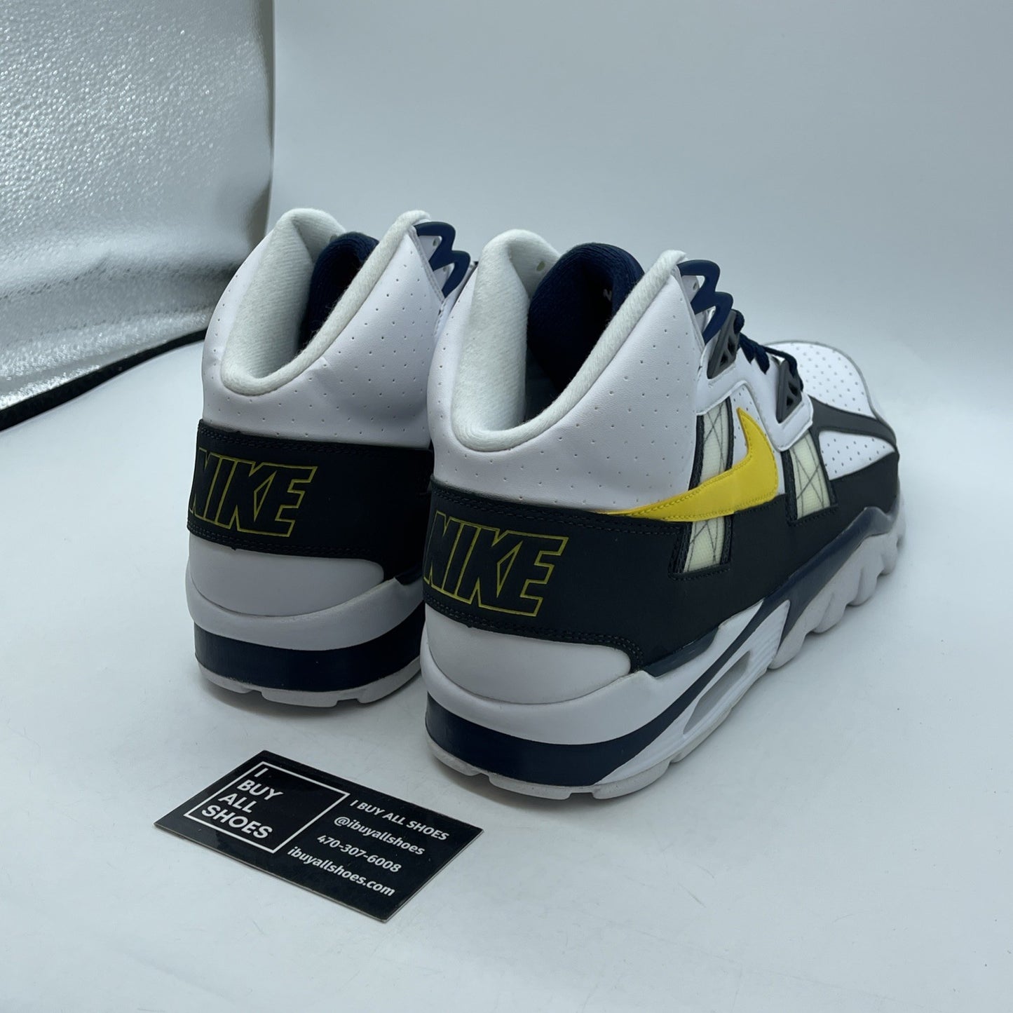 Size 13 - Nike Air Trainer SC High White Black Yellow Suede Leather (302346-110)