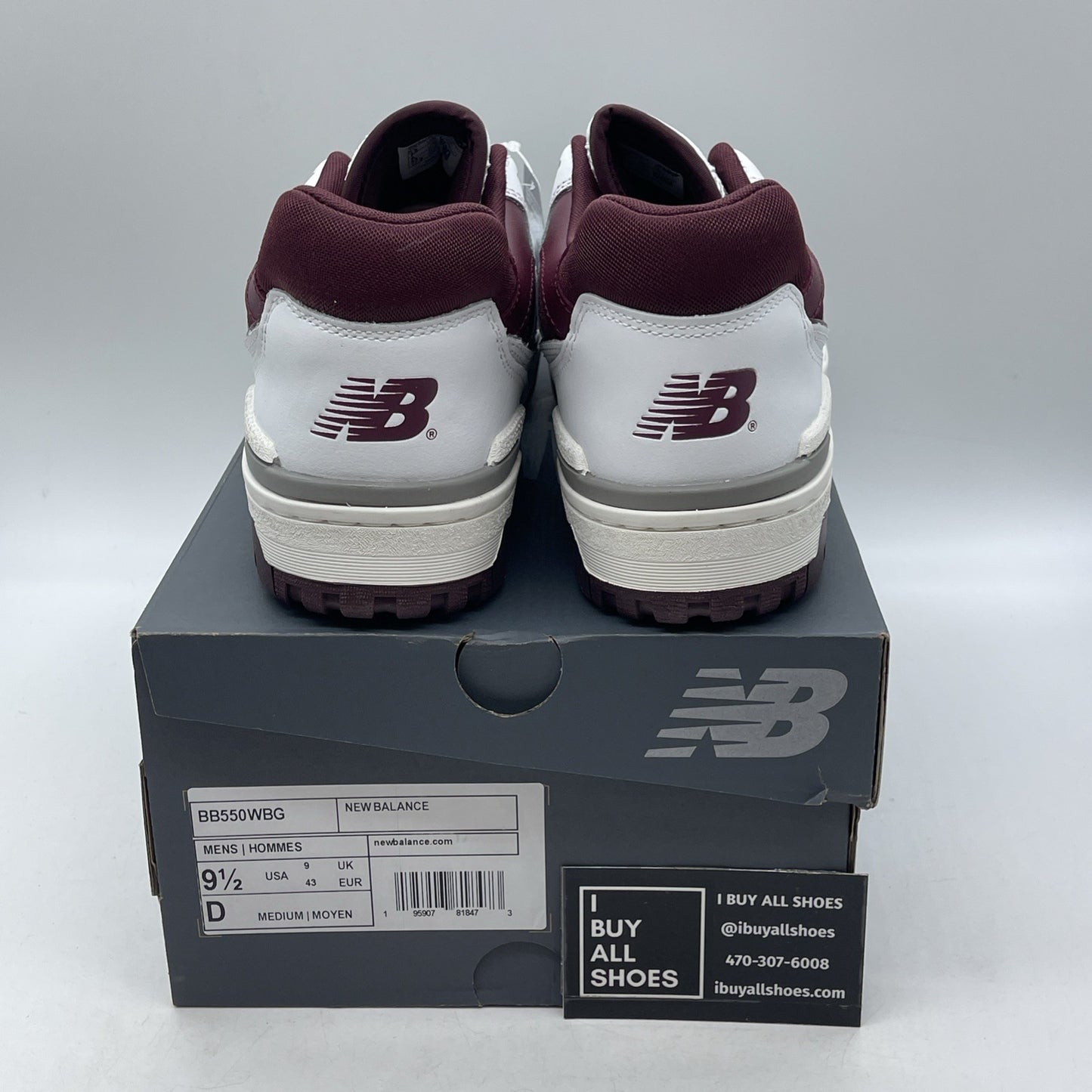 Size 9.5 - New Balance 550 Burgundy Turquoise Leather (BB550WBG)