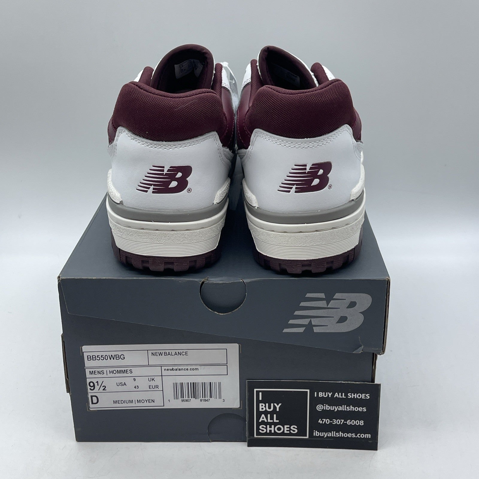 Size 9.5 - New Balance 550 Burgundy Turquoise Leather (BB550WBG)