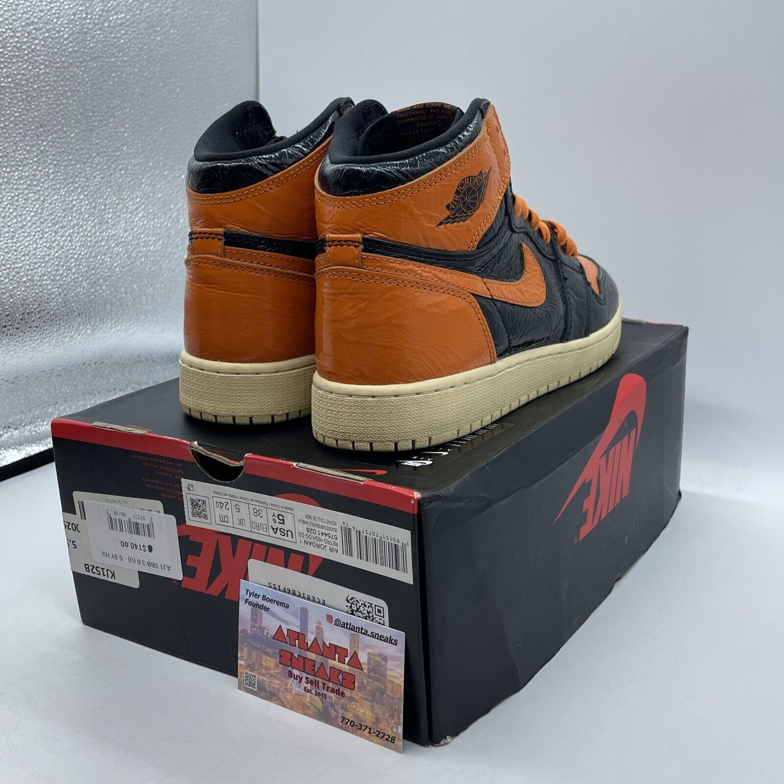 Size 5.5Y - Jordan 1 Retro OG High Shattered Backboard 3.0 Orange (575441-028)