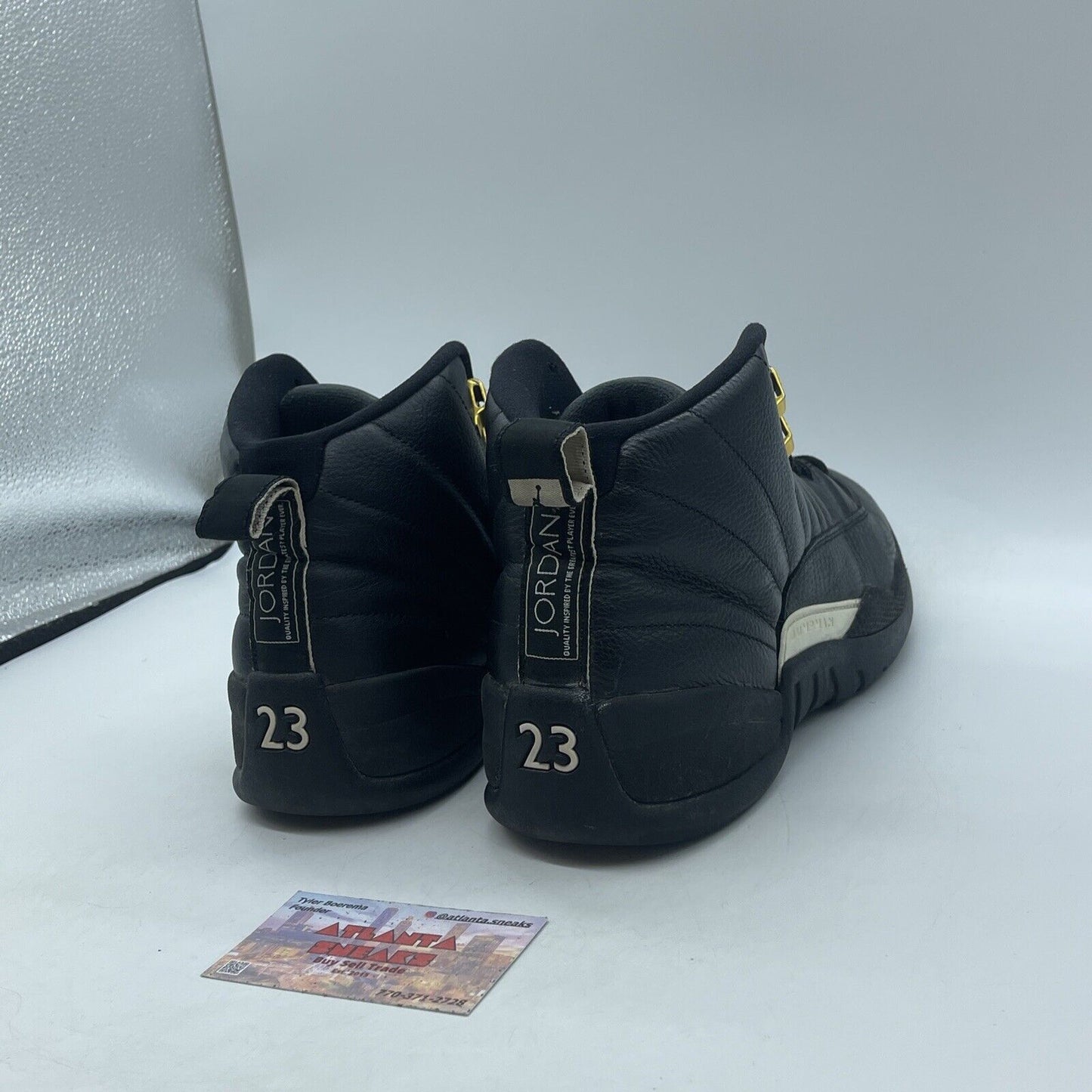 Size 9.5 - Air Jordan 12 Retro The Master Black White Gold Leather (130690-013)