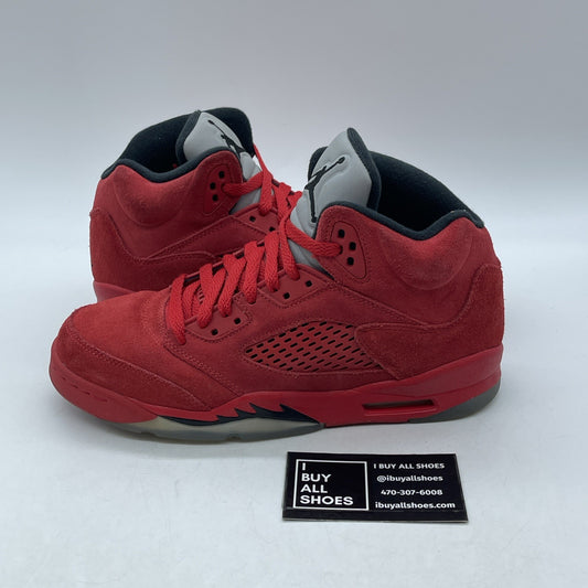 Size 5.5 (GS) - Jordan 5 Retro Mid Red Suede Black (440888-602)