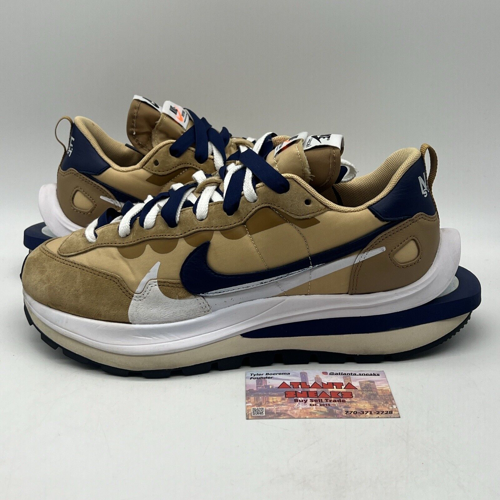 Size 9.5 - Nike VaporWaffle x Sacai Tan Navy Tan White (DD1875-200)