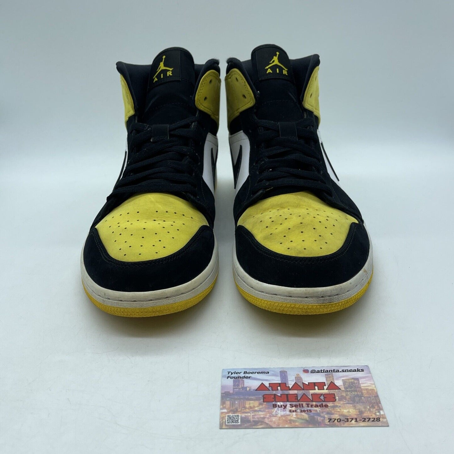 Size 11.5 - Air Jordan 1 SE Mid Yellow Toe Black White (852542-071)