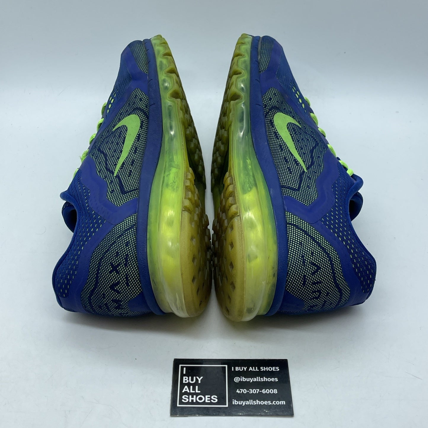 Size 13 - Nike Air Max 2014 Deep Royal Electric Green Blue Leather (621077-402)