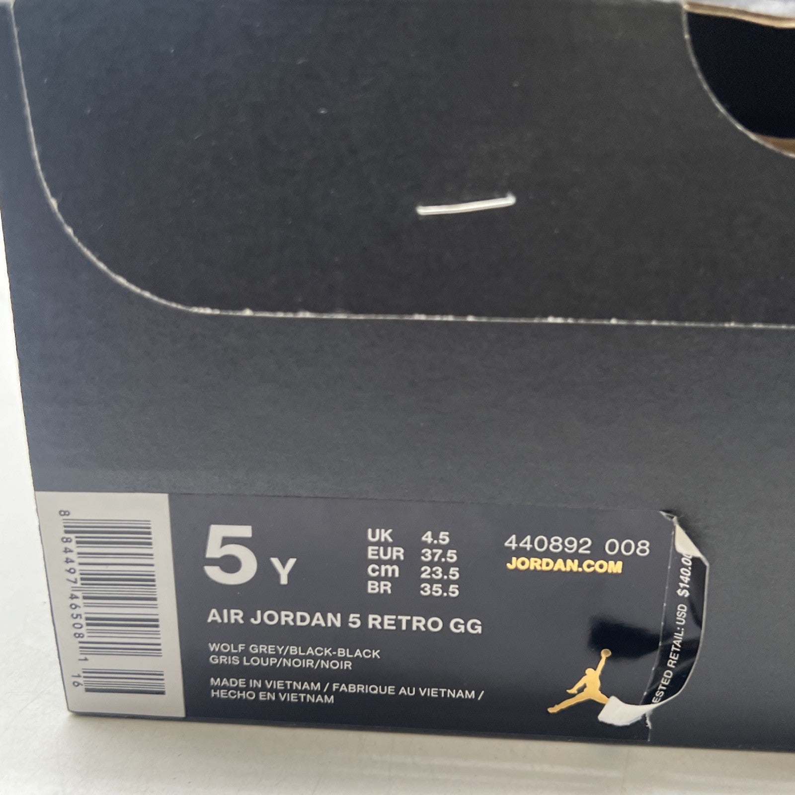 Size 5Y - Air Jordan 5 V Retro GS Wolf Grey (440892-008)