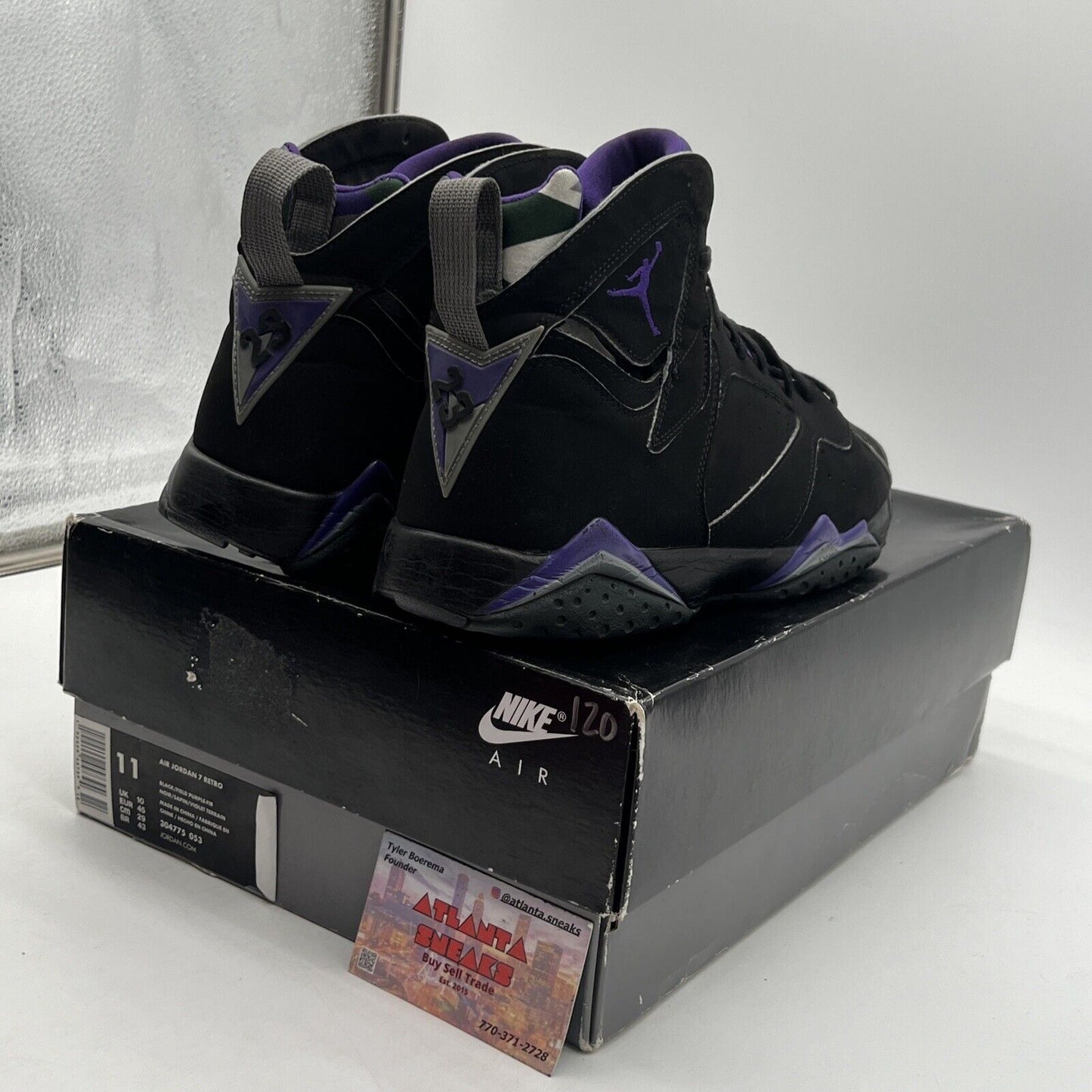 Size 11 - Air Jordan 7 Retro PE Ray Allen Black Purple Green Suede (304775-053)