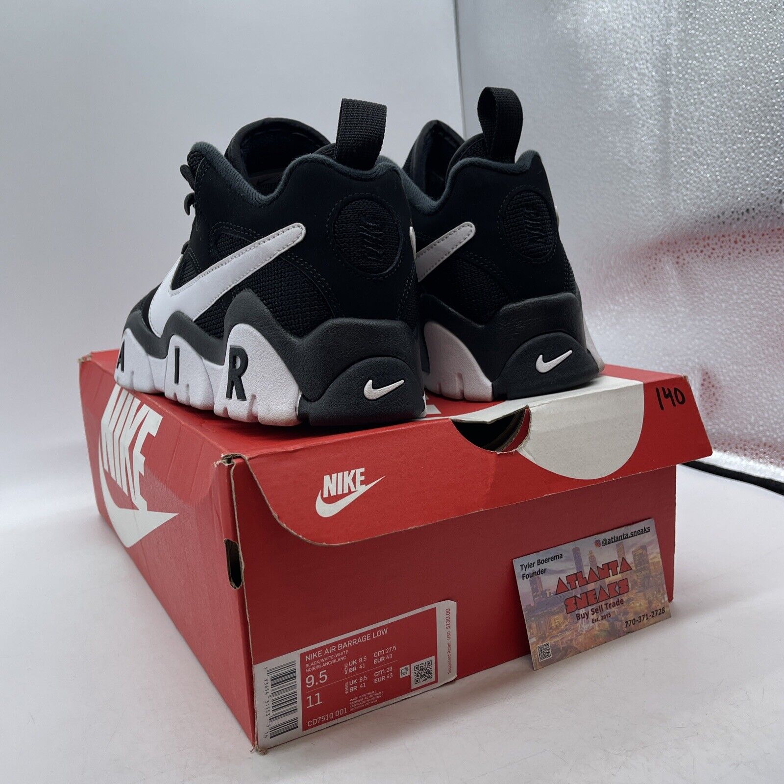 Size 9.5 - Nike Air Barrage Low Black White Suede (CD7510-001)