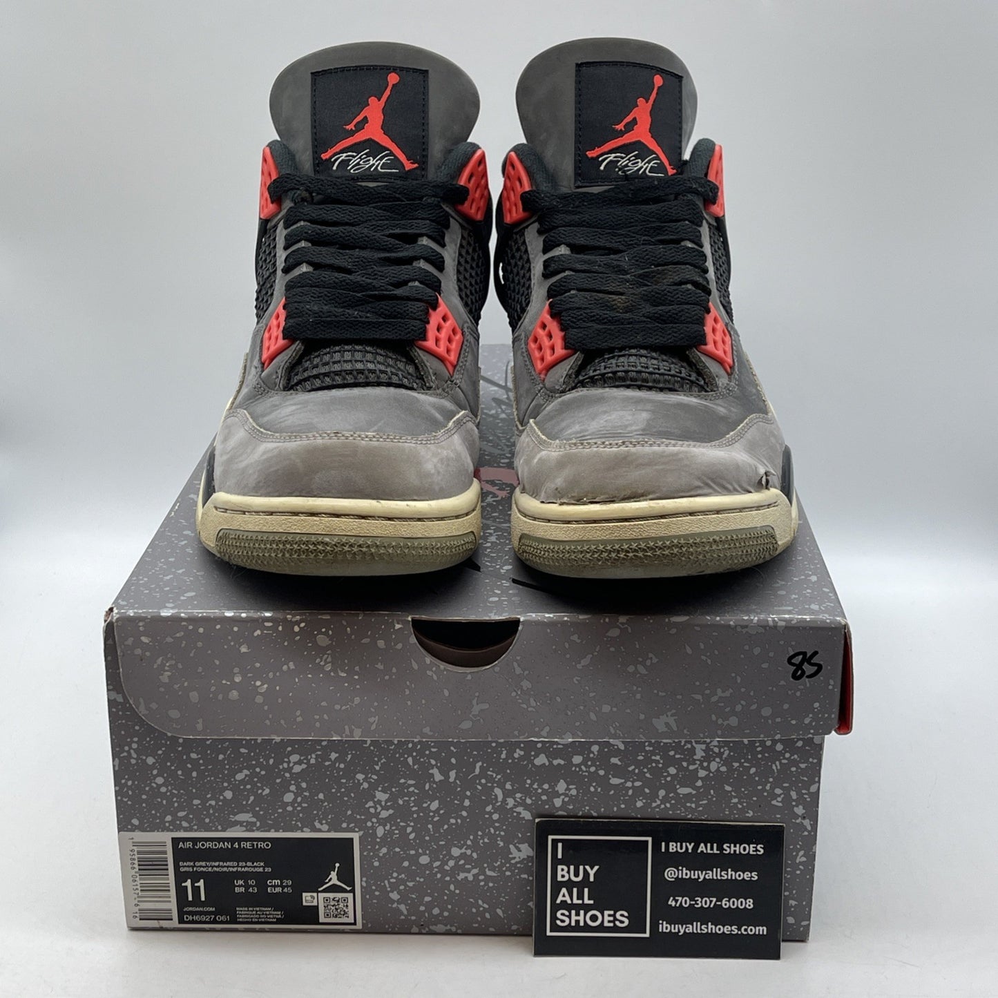Size 11 - Jordan 4 Retro Mid Infrared Grey Black Suede (DH6927-061)