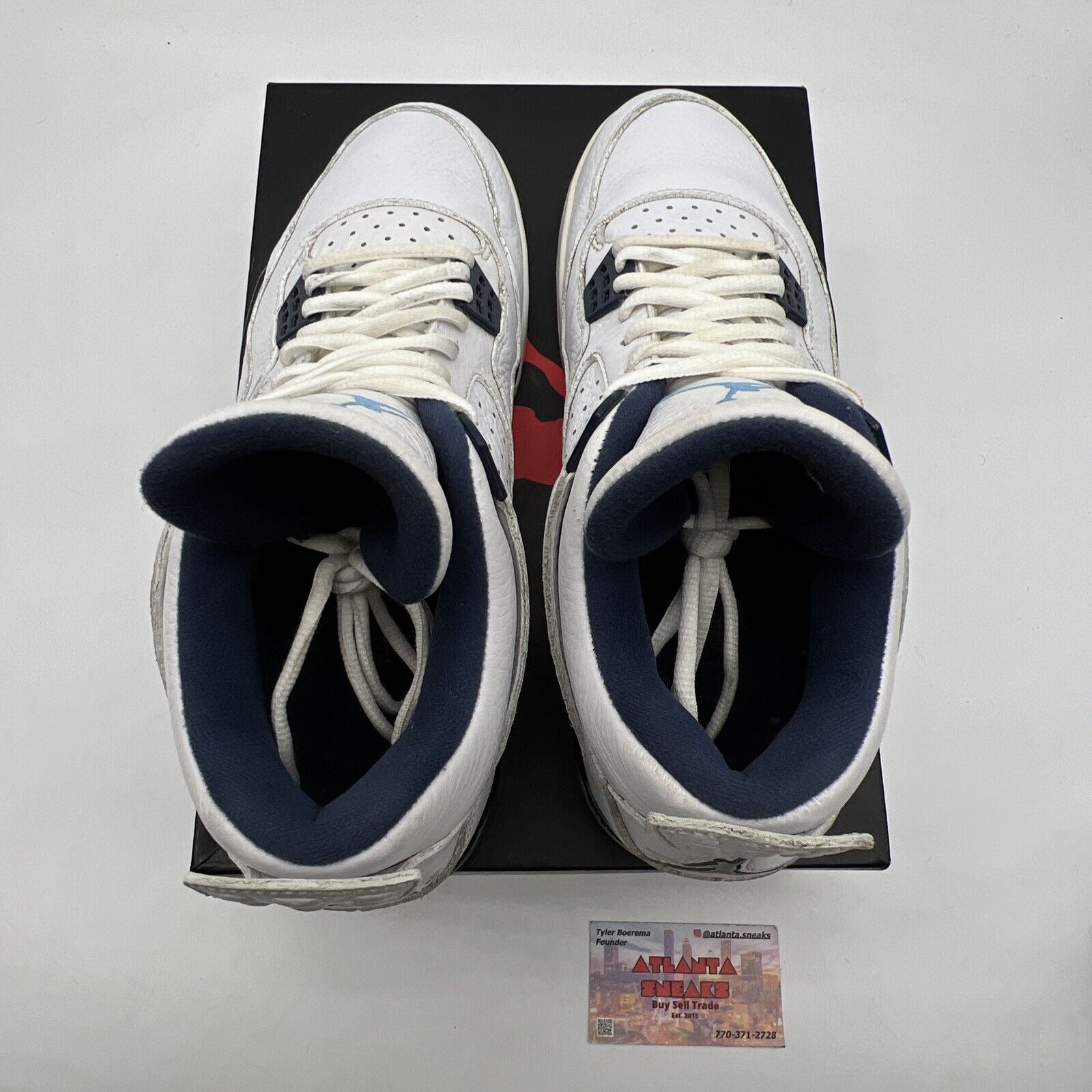 Size 10 - Air Jordan 4 Retro LS Columbia White Navy Leather (314254-107)