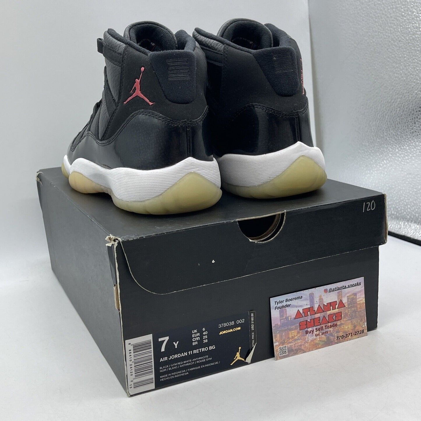 Size 7Y (GS) - Jordan 11 Mid 72-10 White Leather Black Suede Red (378038-002)