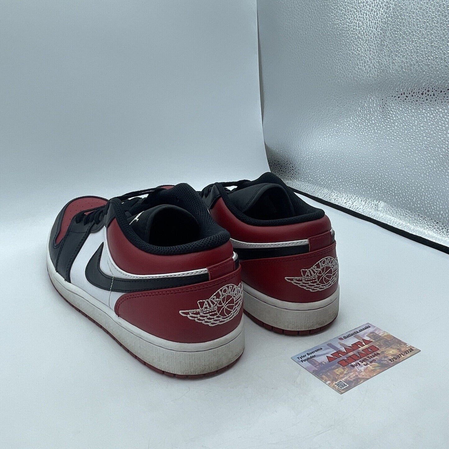 Size 10.5 - Jordan 1 Low Bred Toe Red Black White (553558-612)
