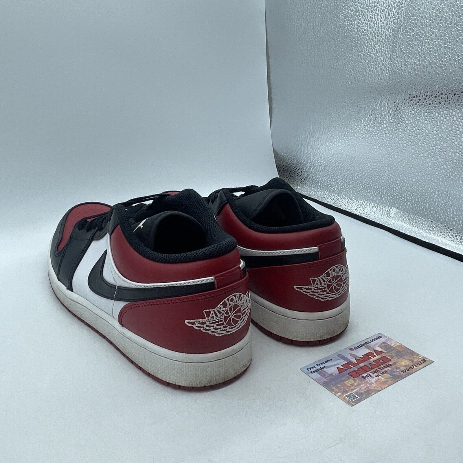 Size 10.5 - Jordan 1 Low Bred Toe Red Black White (553558-612)