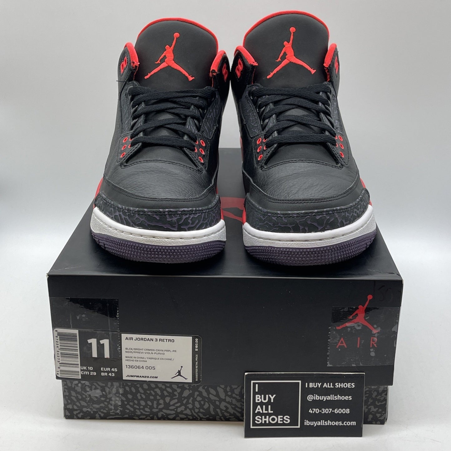 Size 11 - Air Jordan 3 Retro Crimson Black Pink Suede Leather (136064-005)