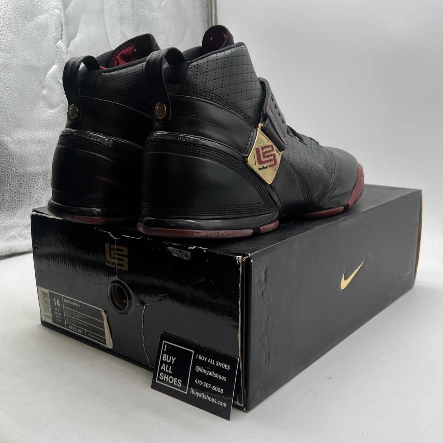 Size 14 - Nike Zoom LeBron 5 Black Varsity Crimson (317253-001)