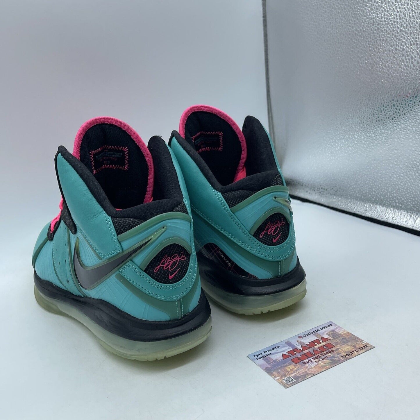 Size 10 - Nike LeBron 8 2010 South Beach Blue Leather Black Suede (417098-401)