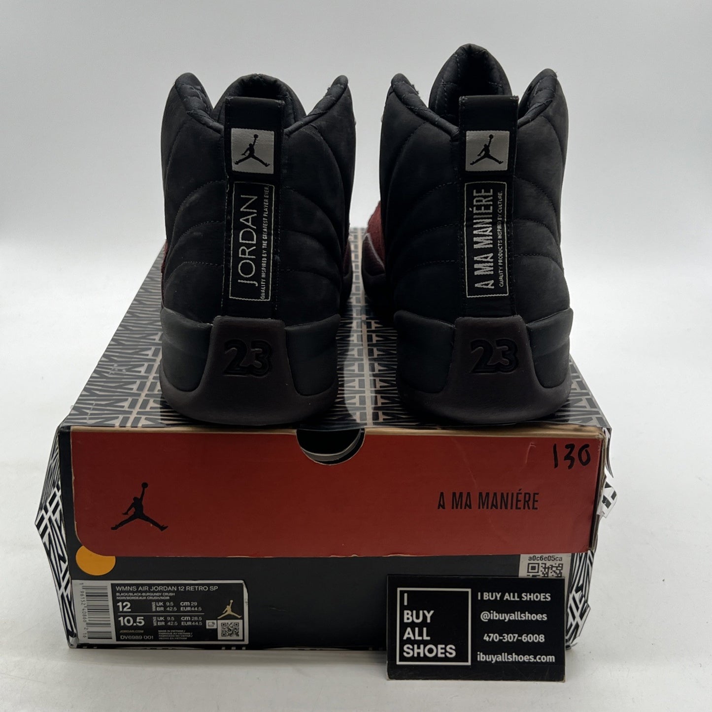 Size 12 - Air Jordan 12 Retro SP x A Ma Maniere Mid Black W (DV6989-001)