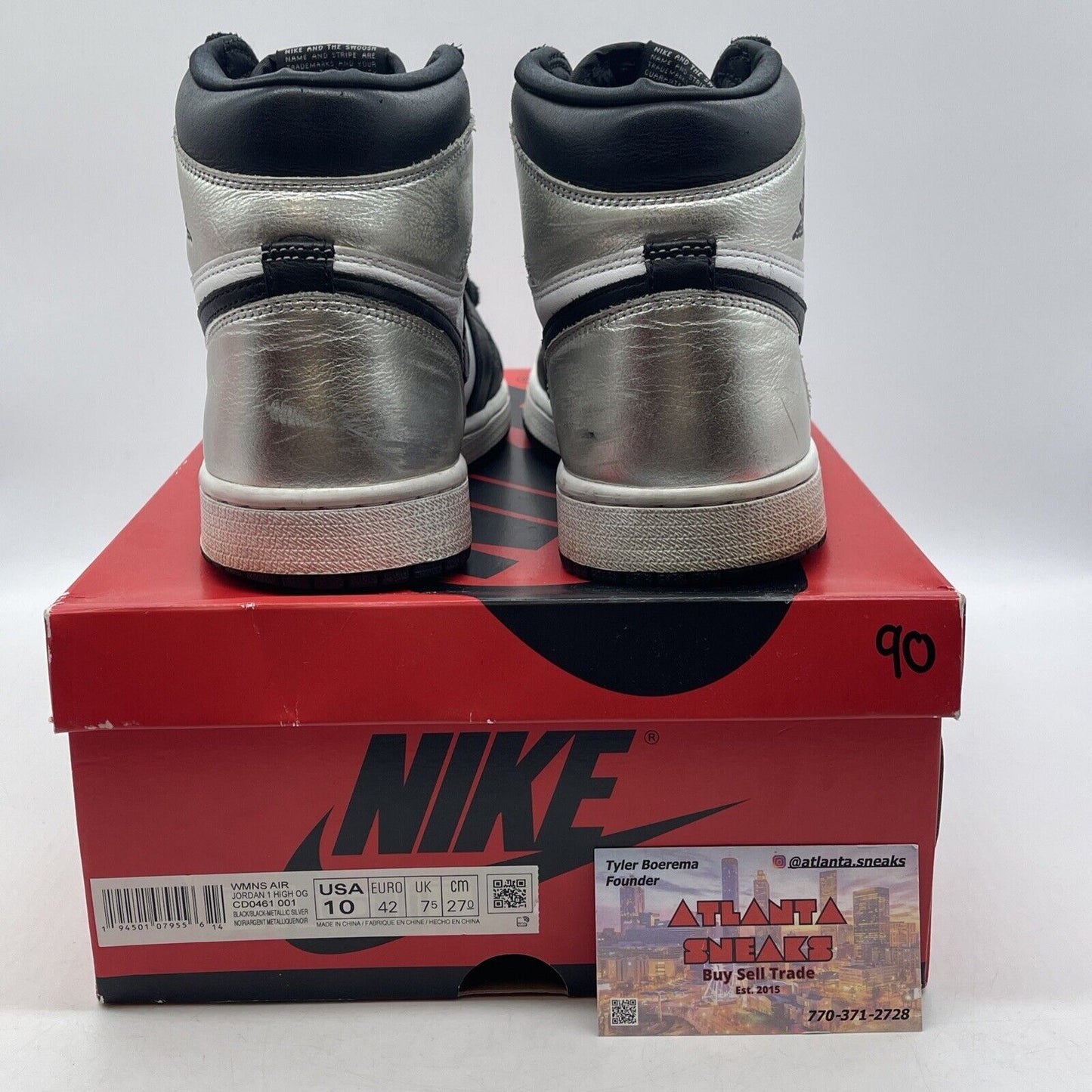 Size 10 - Jordan 1 High OG Metallic Silver Black White (CD0461-001)