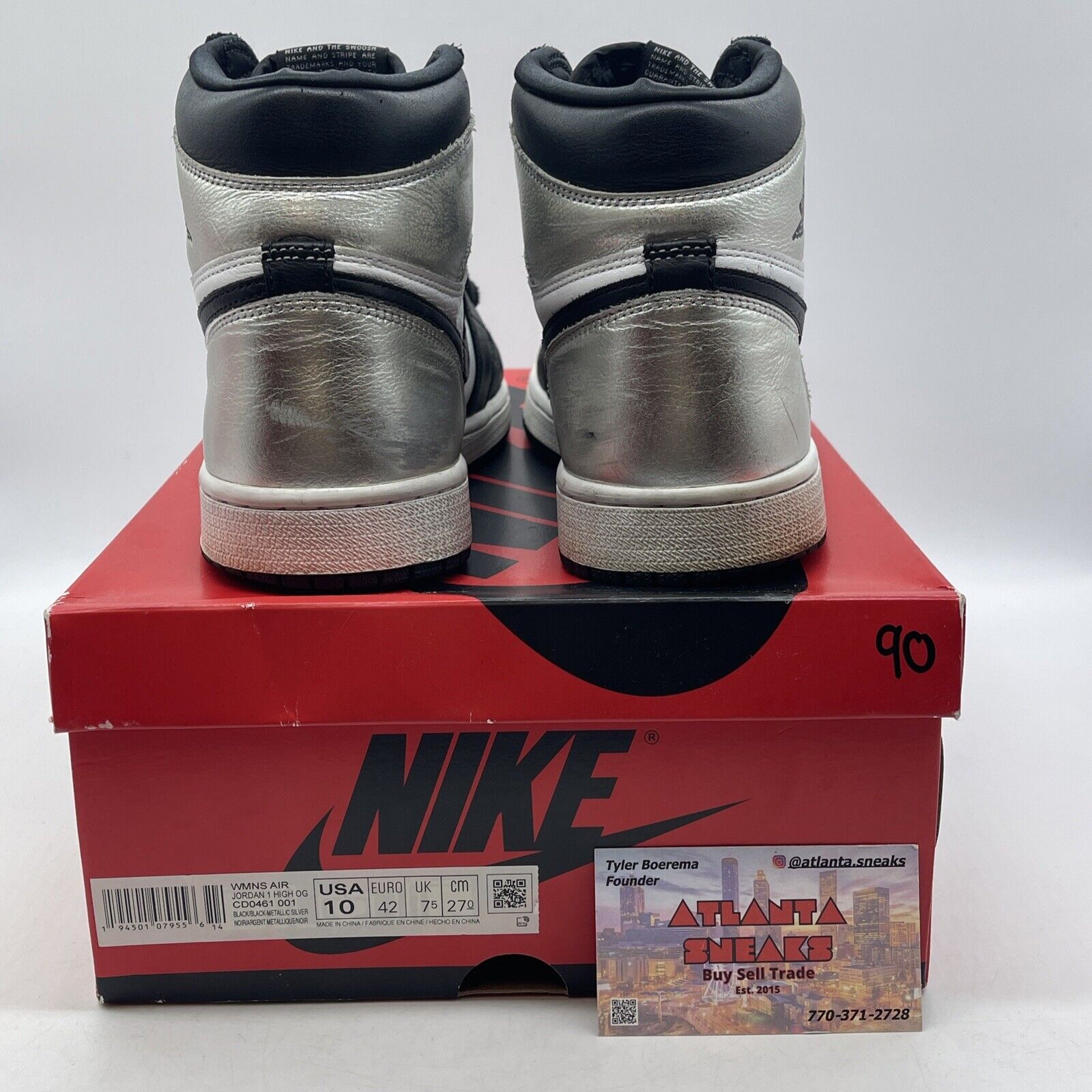 Size 10 - Jordan 1 High OG Metallic Silver Black White (CD0461-001)