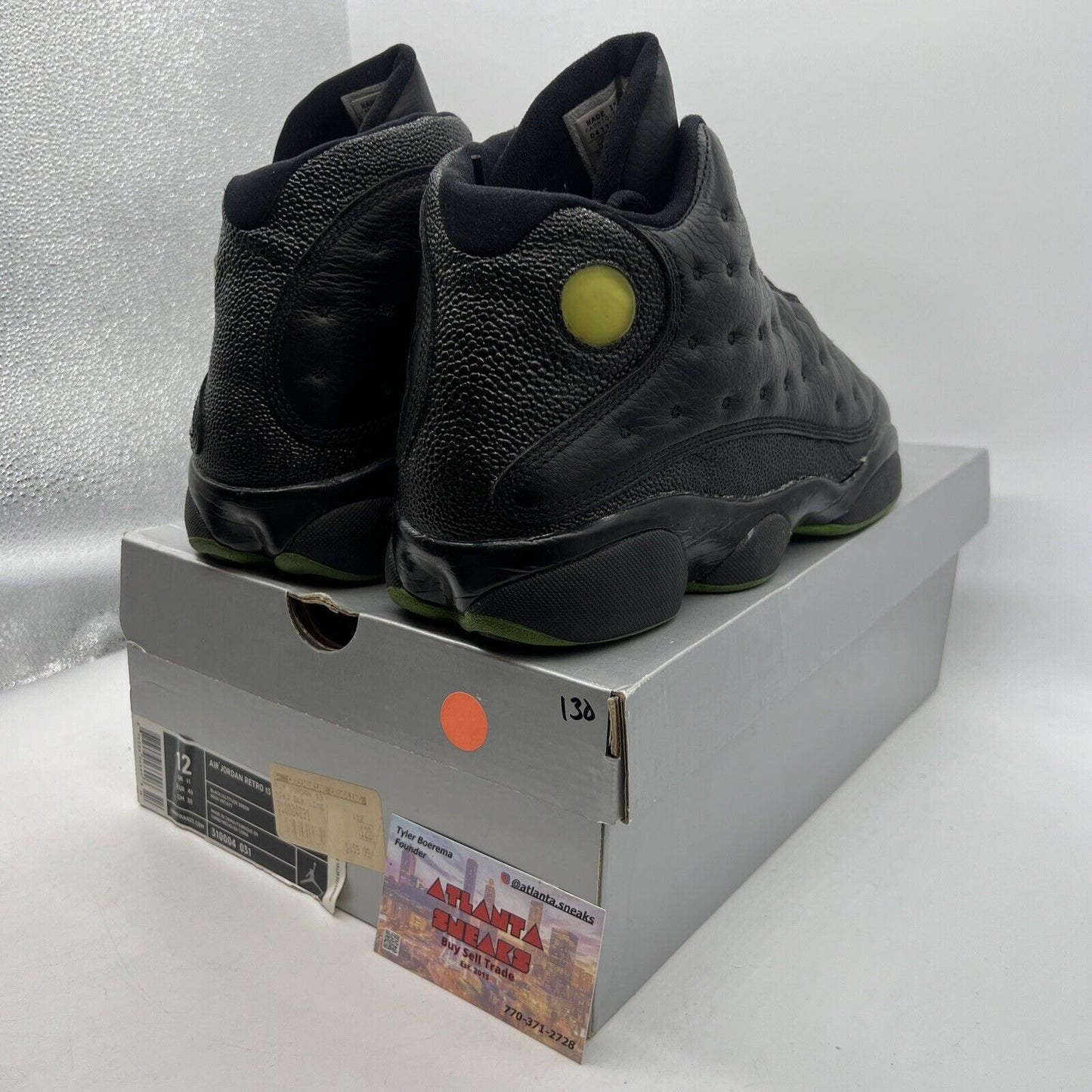 Size 12 - Air Jordan 13 Retro 2005 Altitude Black Green Leather (310004-031)