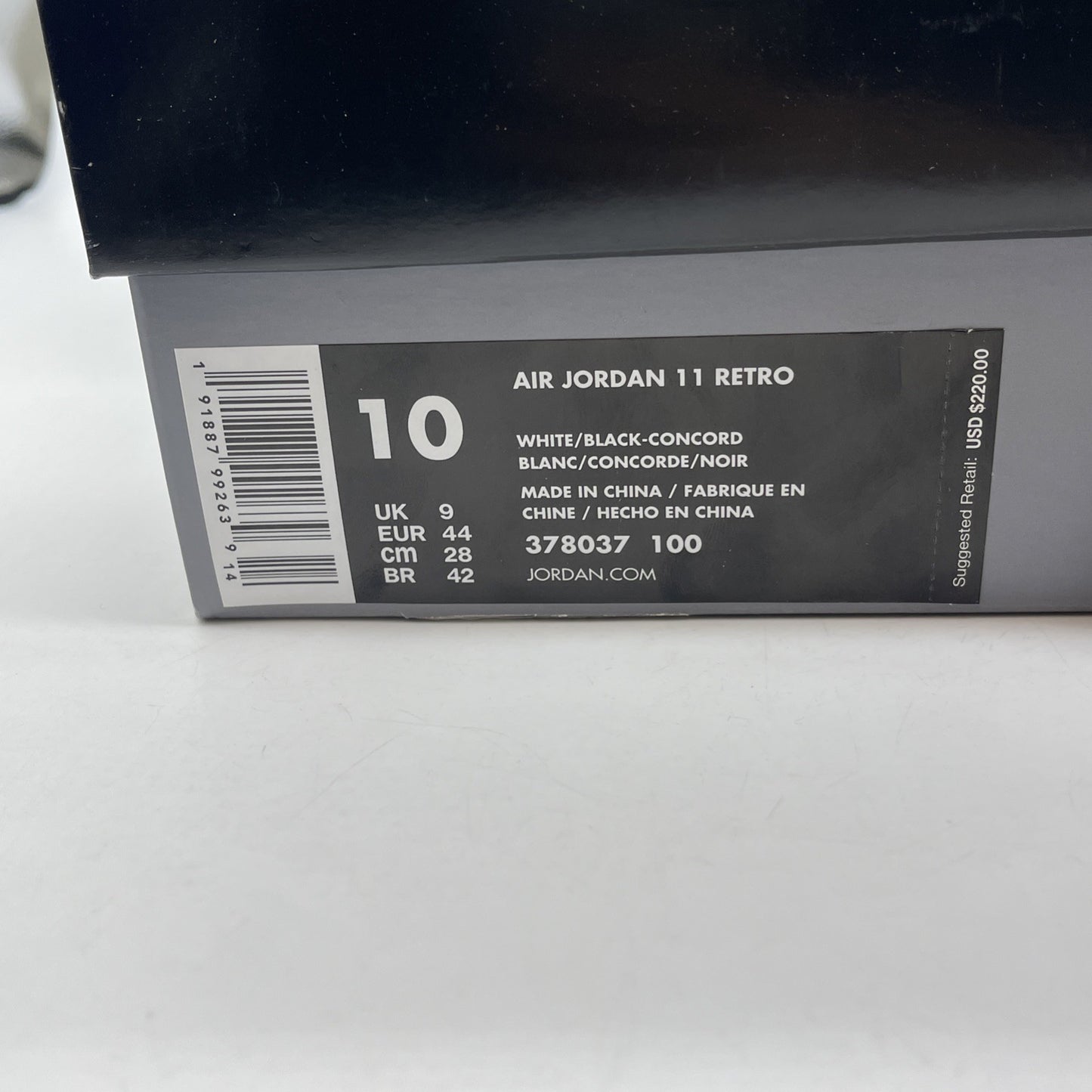Size 10 - Jordan 11 Retro High Concord White Black Suede Leather (378037-100)