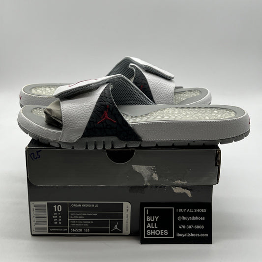 Size 10 - Air Jordan Hydro 3 Retro Slides White University Red (316528-163)