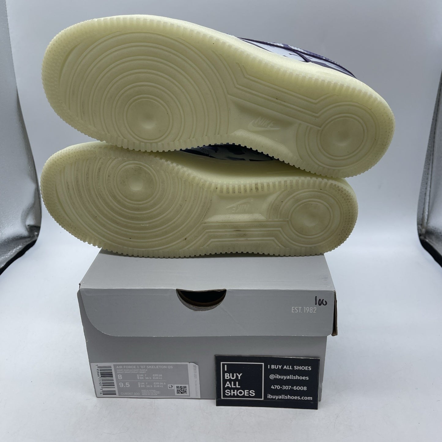 Size 8 - Nike Air Force 1 Low Purple Skeleton (CU8067-500)