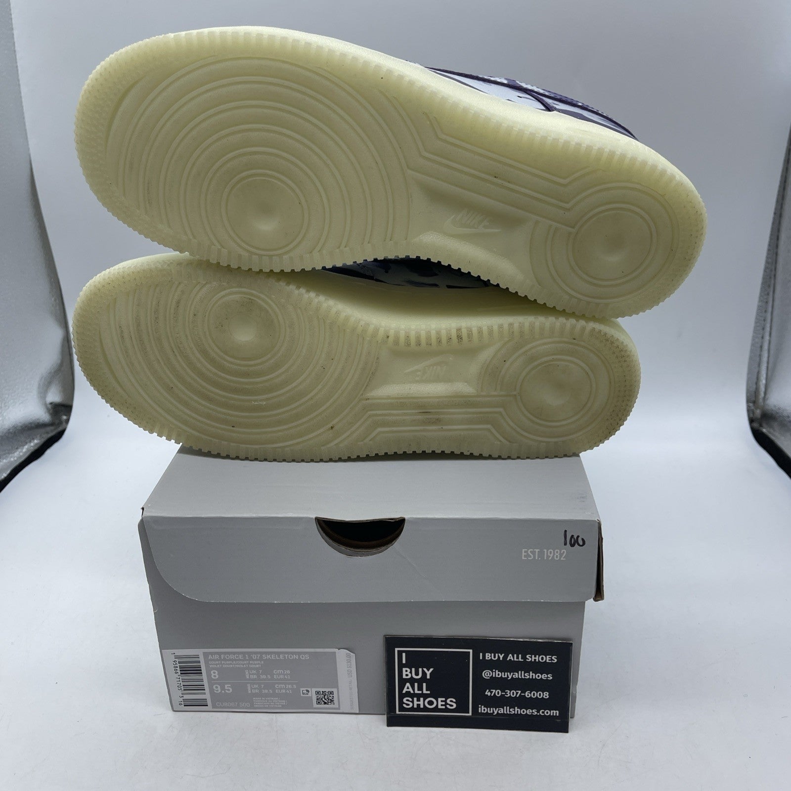 Size 8 - Nike Air Force 1 Low Purple Skeleton (CU8067-500)