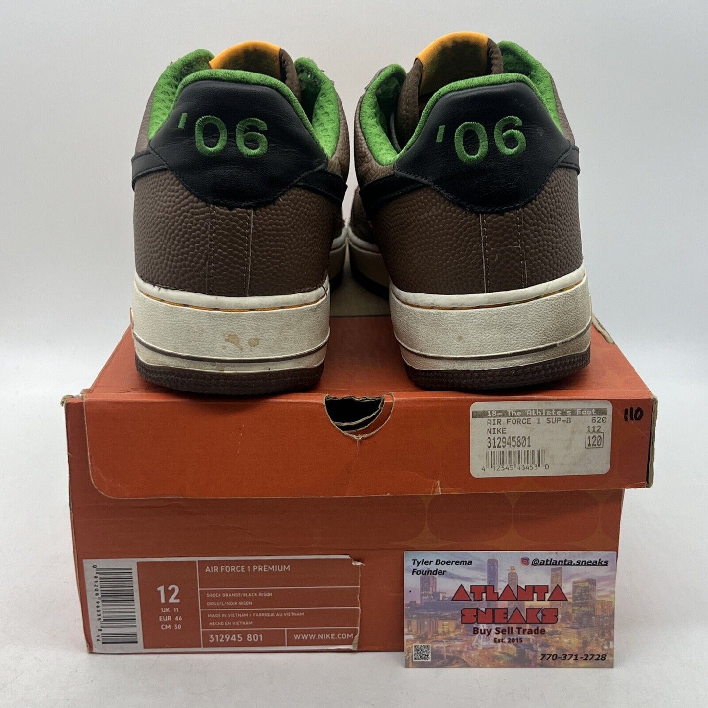 Size 12 - Nike Air Force 1 Premium Super Bowl Orange Brown Leather (312945-801)