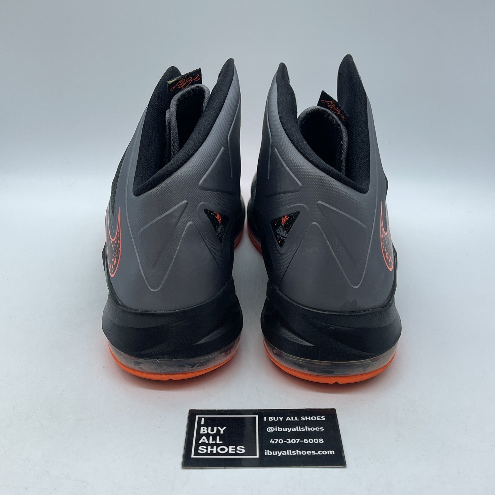 Size 13 - Nike LeBron 10 Lava Grey Black Orange Leather (541100-002)