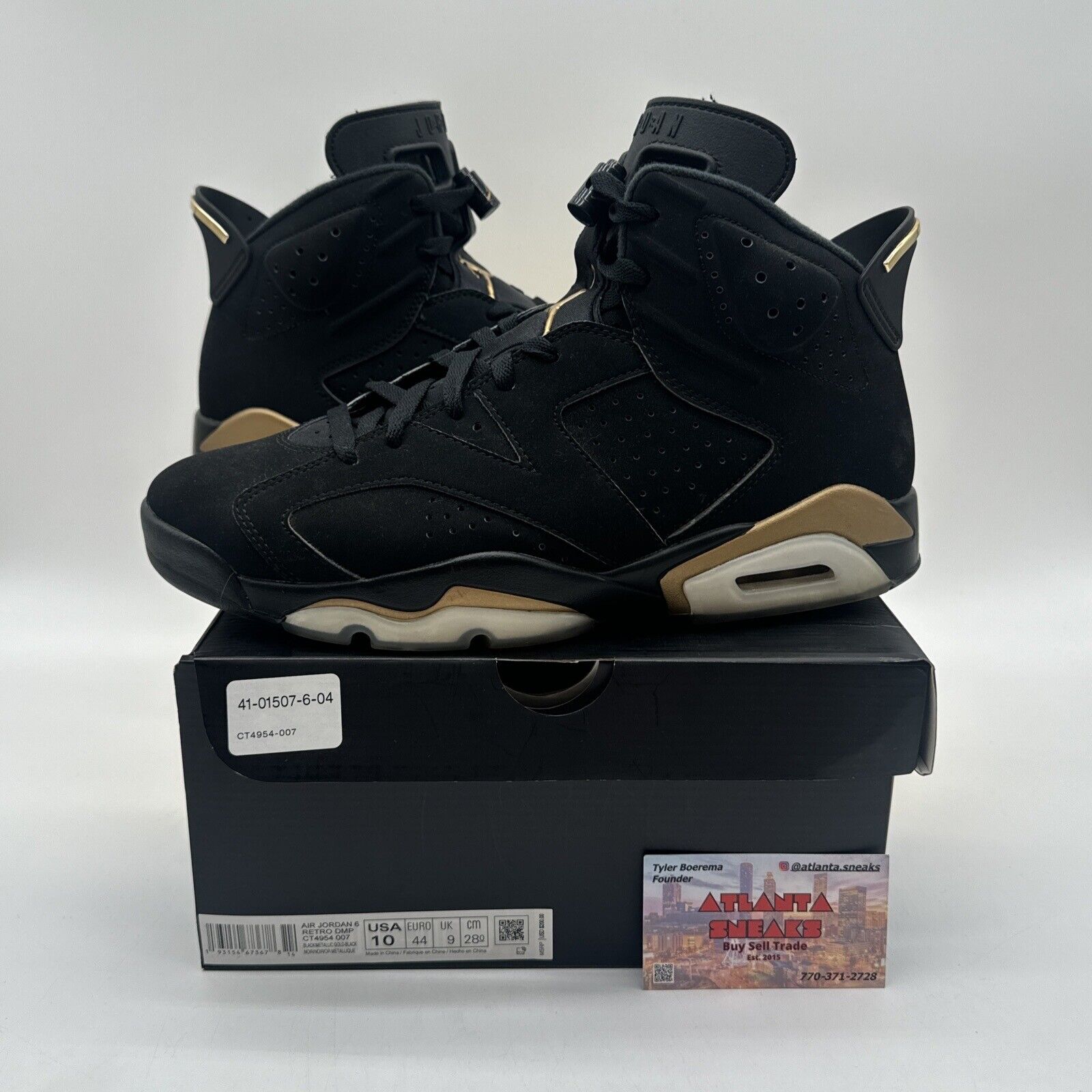 Size 10 - Jordan 6 Retro Defining Moments 2020 Black Gold Suede Icy Soles W Box