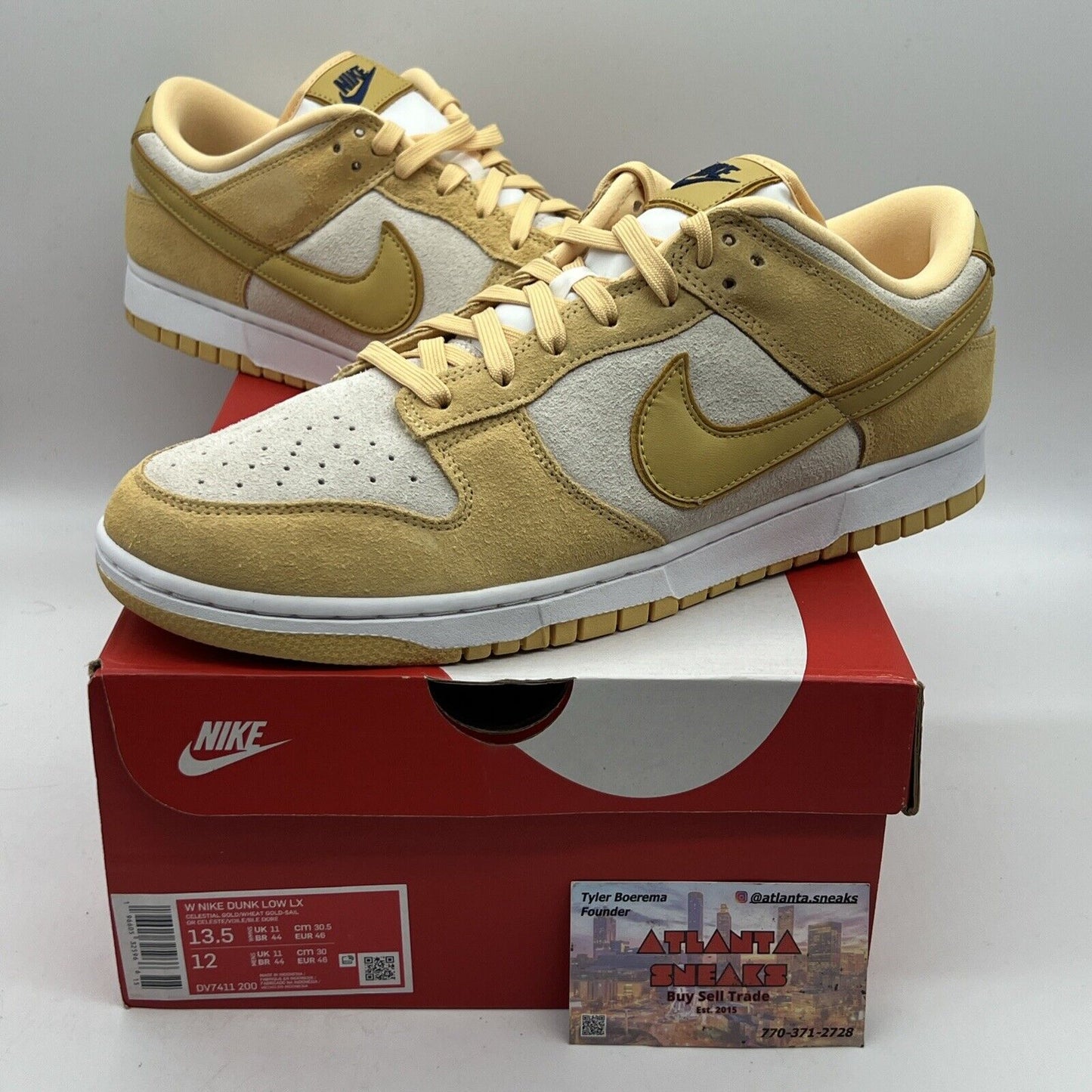 Nike Dunk Low LX Gold Suede - Size 13.5 DV7411-200) Brand New Og All