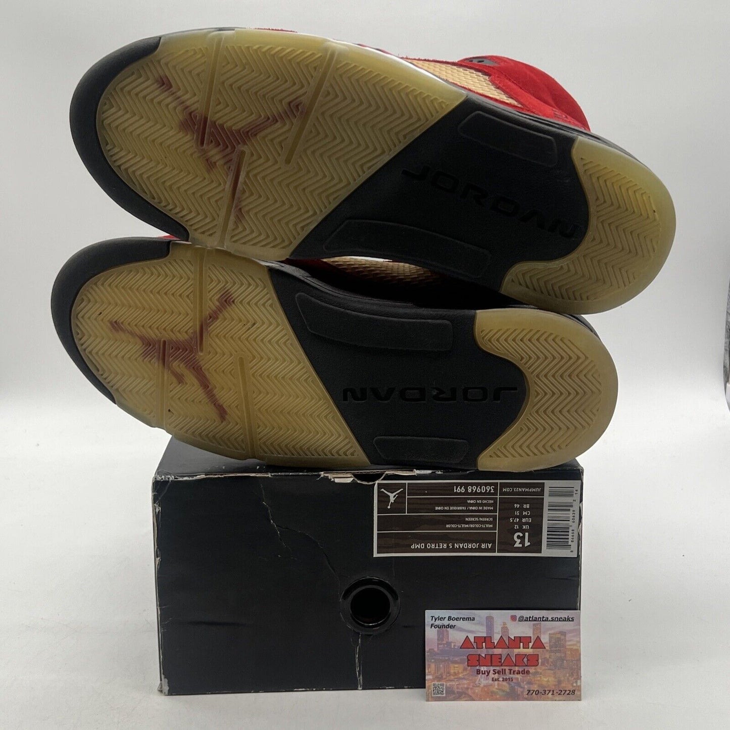 Size 13 - Air Jordan 5 Retro Raging Bull Red Suede Black Grey (136027-601)
