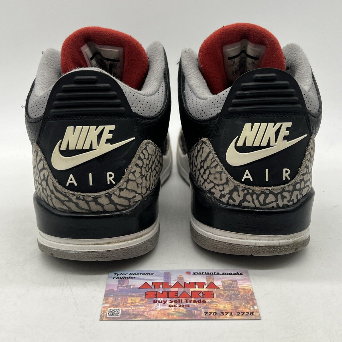 Size 8 - Jordan 3 Retro OG Mid Black Cement Red Leather (854262-001)