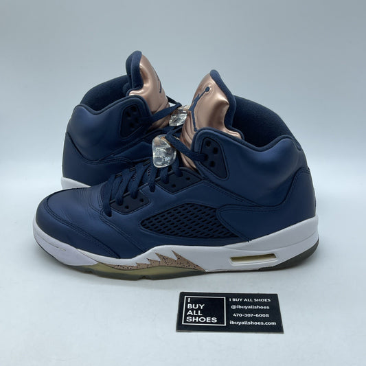 Size 9.5 - Air Jordan 5 Retro Bronze Blue Pink Leather (136027-416)