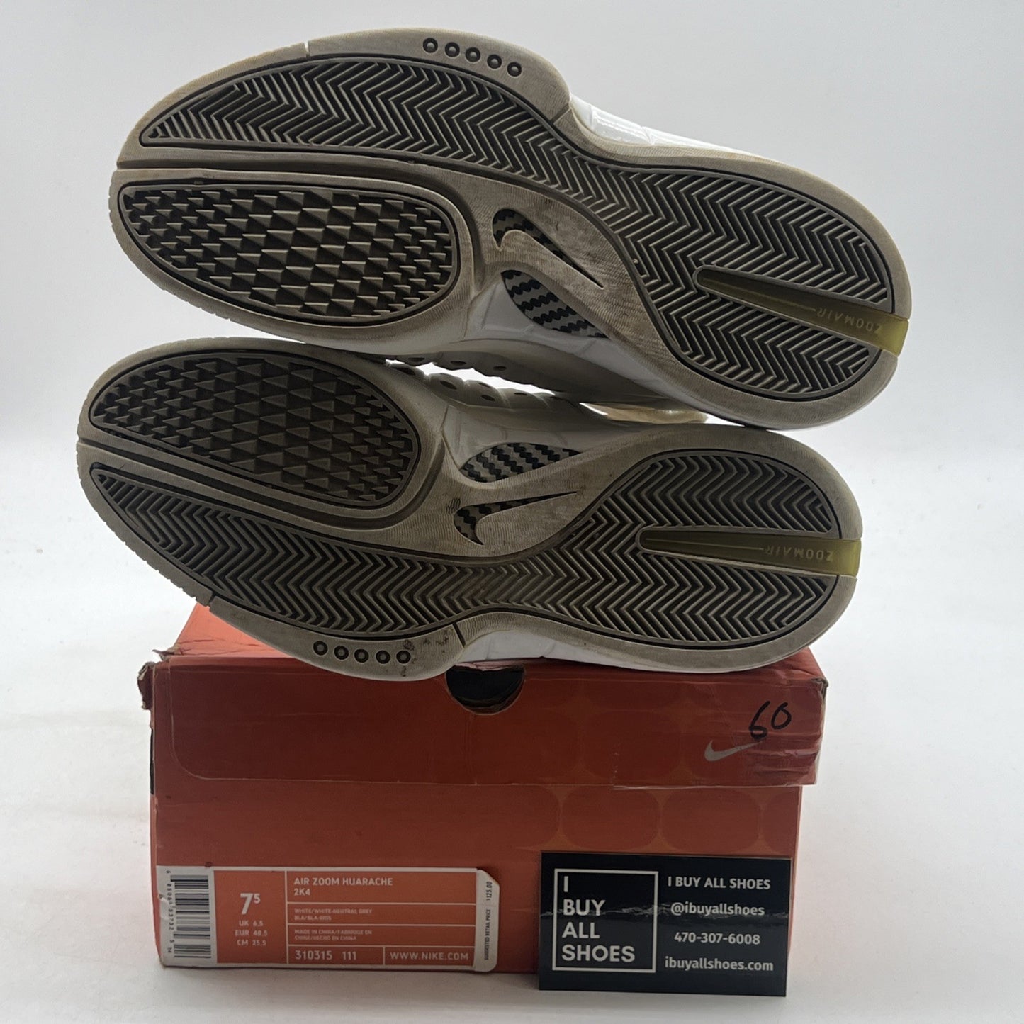 Size 7.5 - Nike Air Zoom Huarache 2K4 White (310315-111)