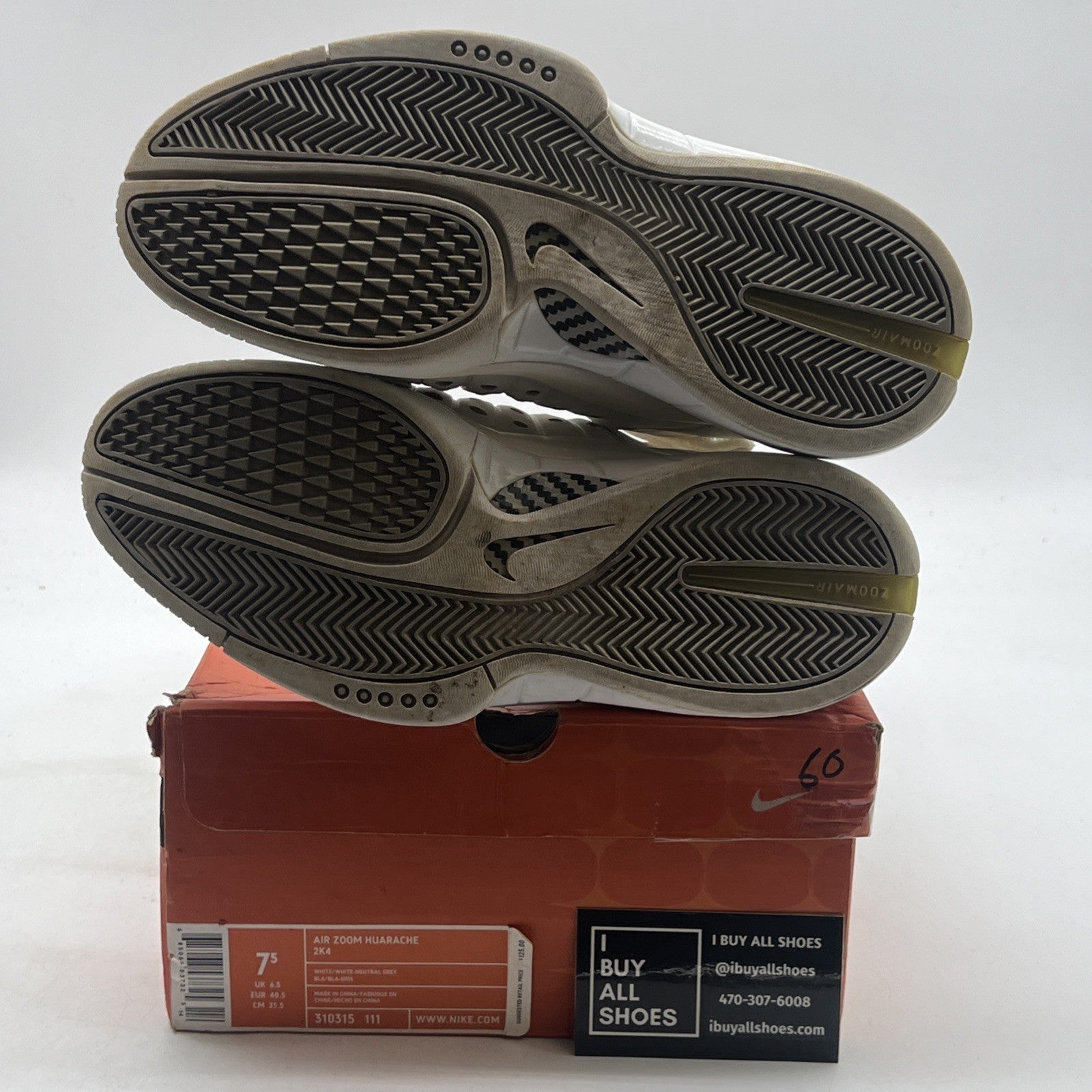 Size 7.5 - Nike Air Zoom Huarache 2K4 White (310315-111)