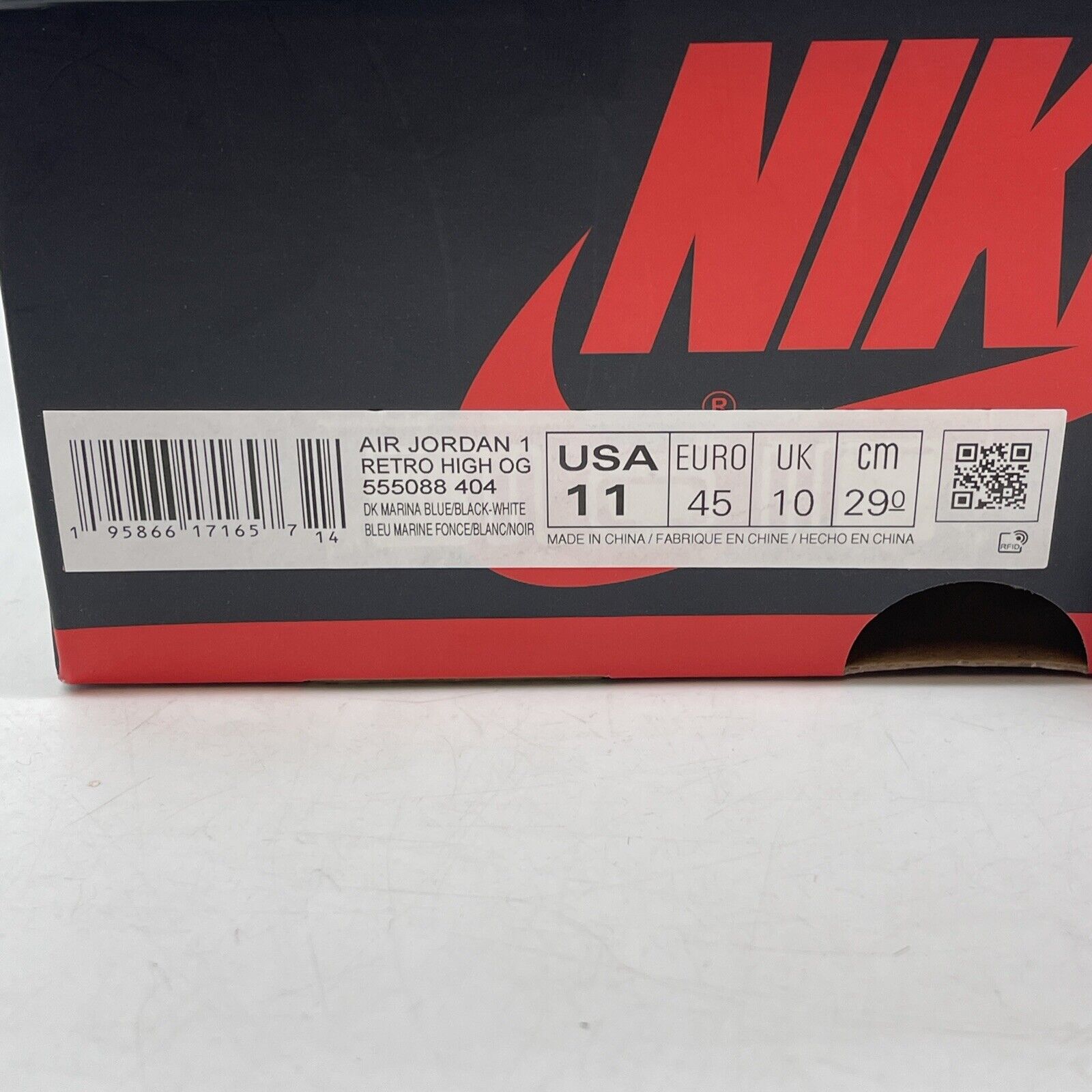 Size 11 - Jordan 1 Retro OG High Dark Marina Blue White Black (555088-404)