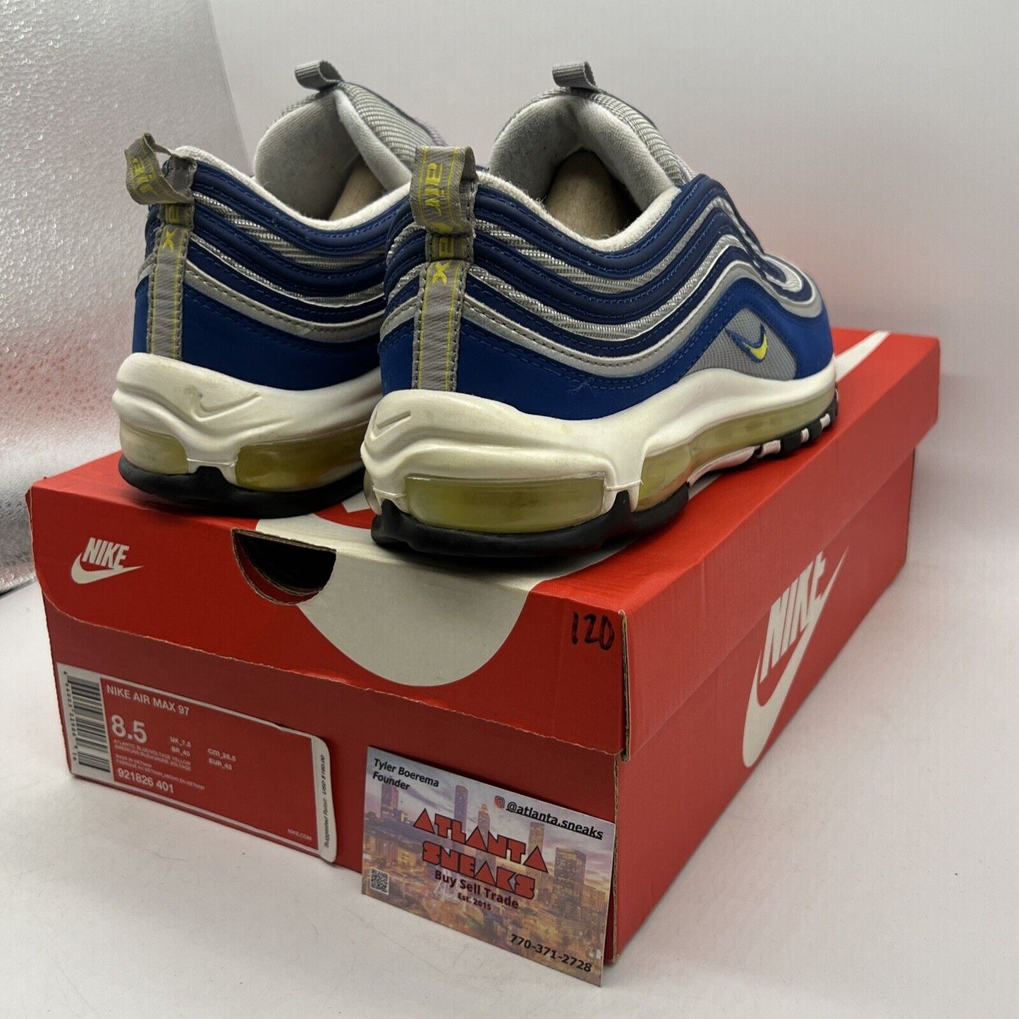 Size 8.5 - Nike Air Max 97 Atlantic Blue Grey Black (921826-401)