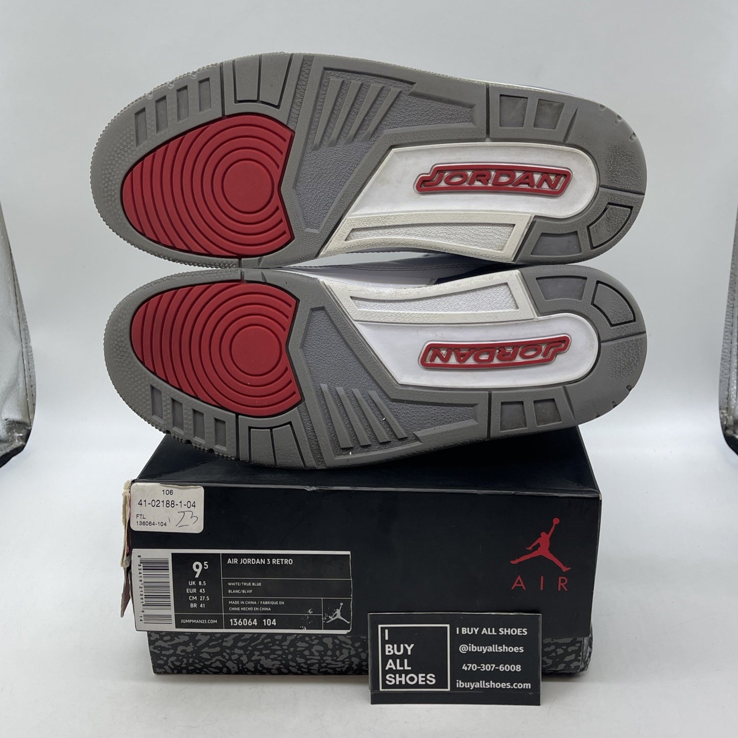 Size 9.5 - Air Jordan 3 Retro 2011 True Blue (136064-104)