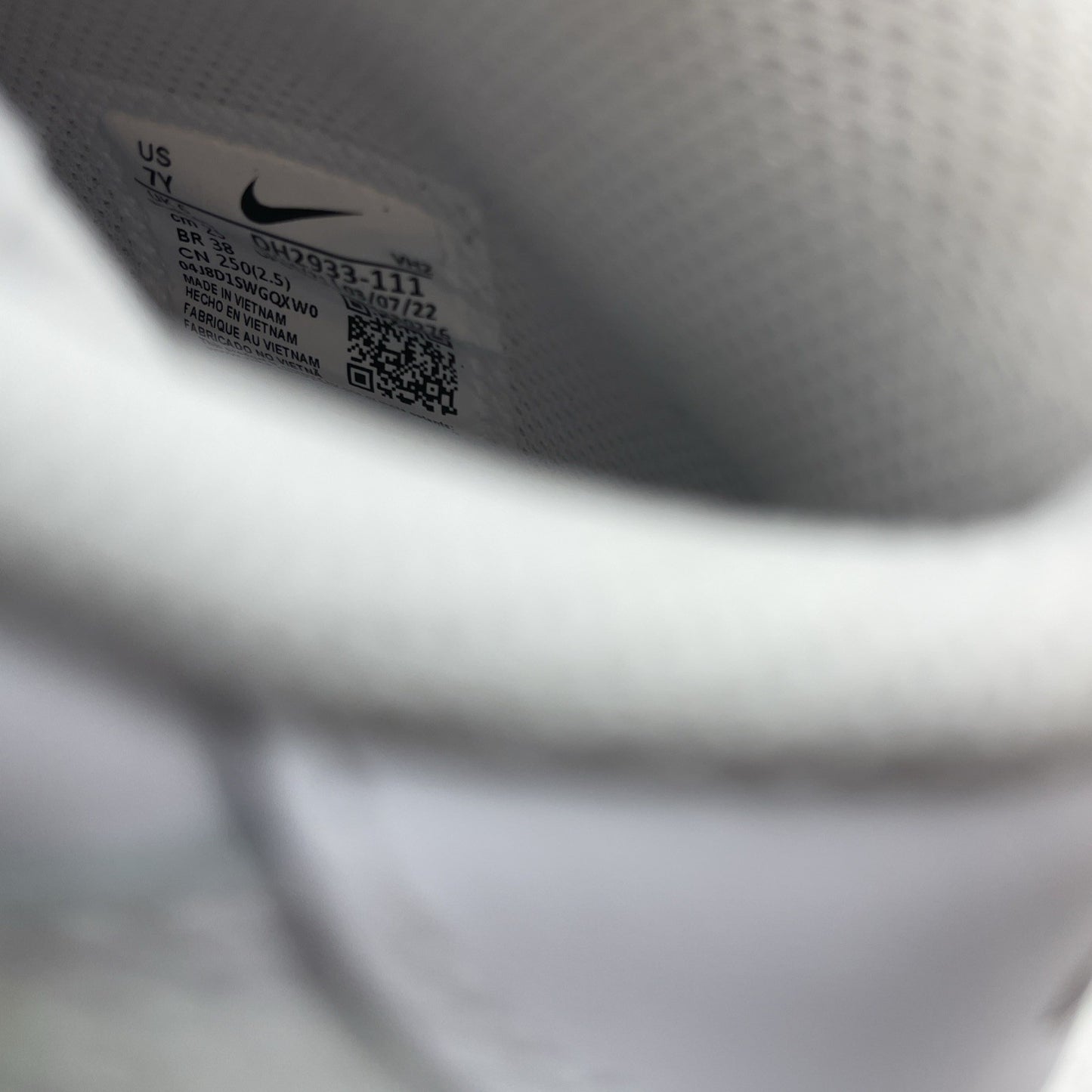 Size 7Y (GS) - Nike Air Force 1 LE Mid Triple White (DH2933-111)