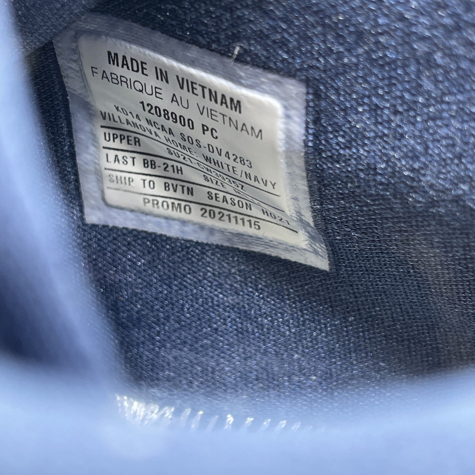 Size 14 - Kd 14 Villanova Promo Away navy white PE Sample (20211115)