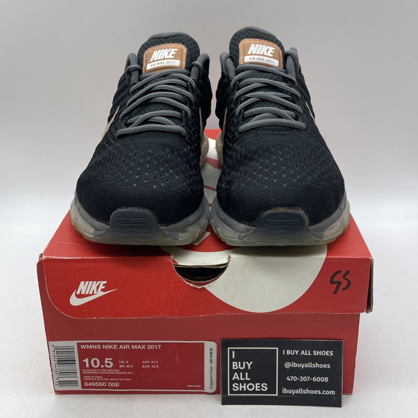 Size 10.5W - Nike Air Max 2017 Black Pink (849560-008)
